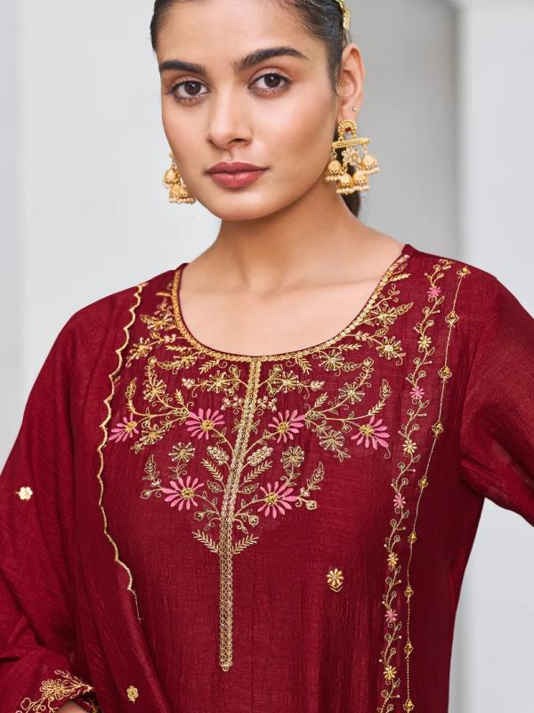 VP 9481 M Women Kurta and Trouser Duppata Set Silk Blend